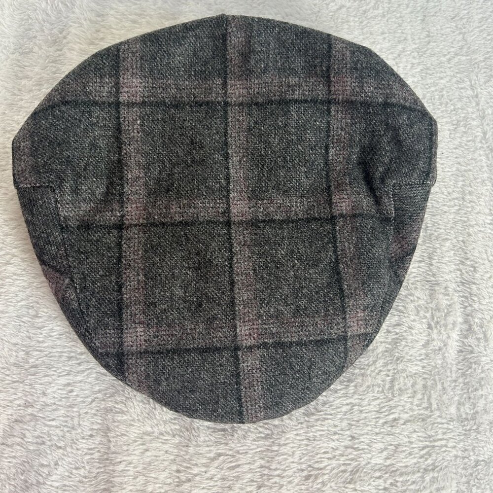 Neiman Marcus Mens Plaid Camel Hair Newsboy Cap Golf Hat One Size Black New $45